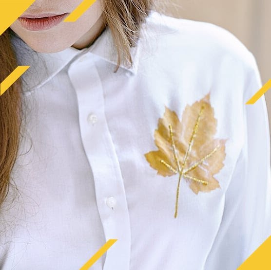 chemise avec feuille brodée